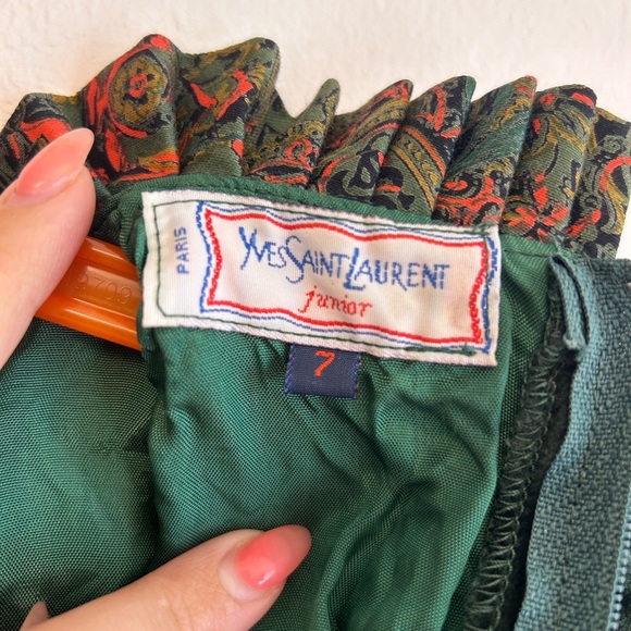 Vintage 80s 90s Yves Saint Laurent YSL Velvet Holiday Junior Girls Dress Size 7 - Picture 9 of 15